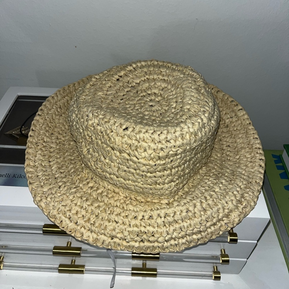 Ganni Tan Woven Hat - Picture 3 of 4
